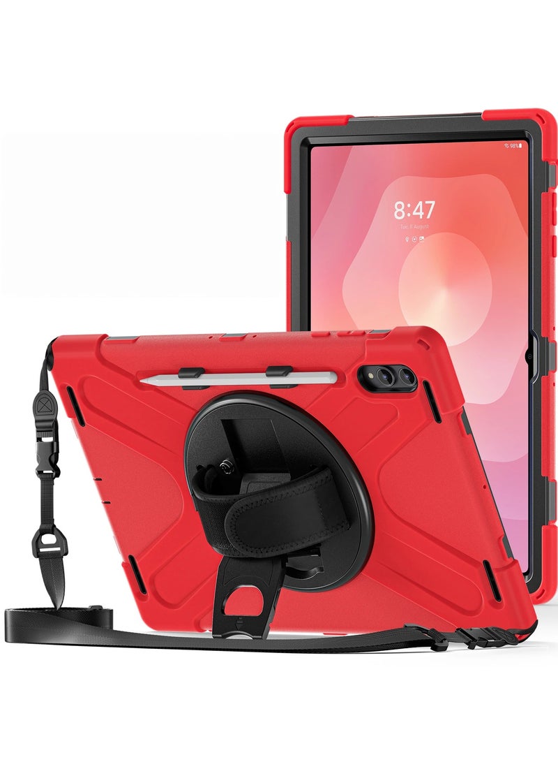 Triple-Layer Explosion-Proof Tablet Case, Compatible with Samsung Galaxy Tab S11 Ultra 14.6-inch (2025 Model), Portable Silicone Shockproof Case with Rotating Wrist Strap and Adjustable Shoulder Strap